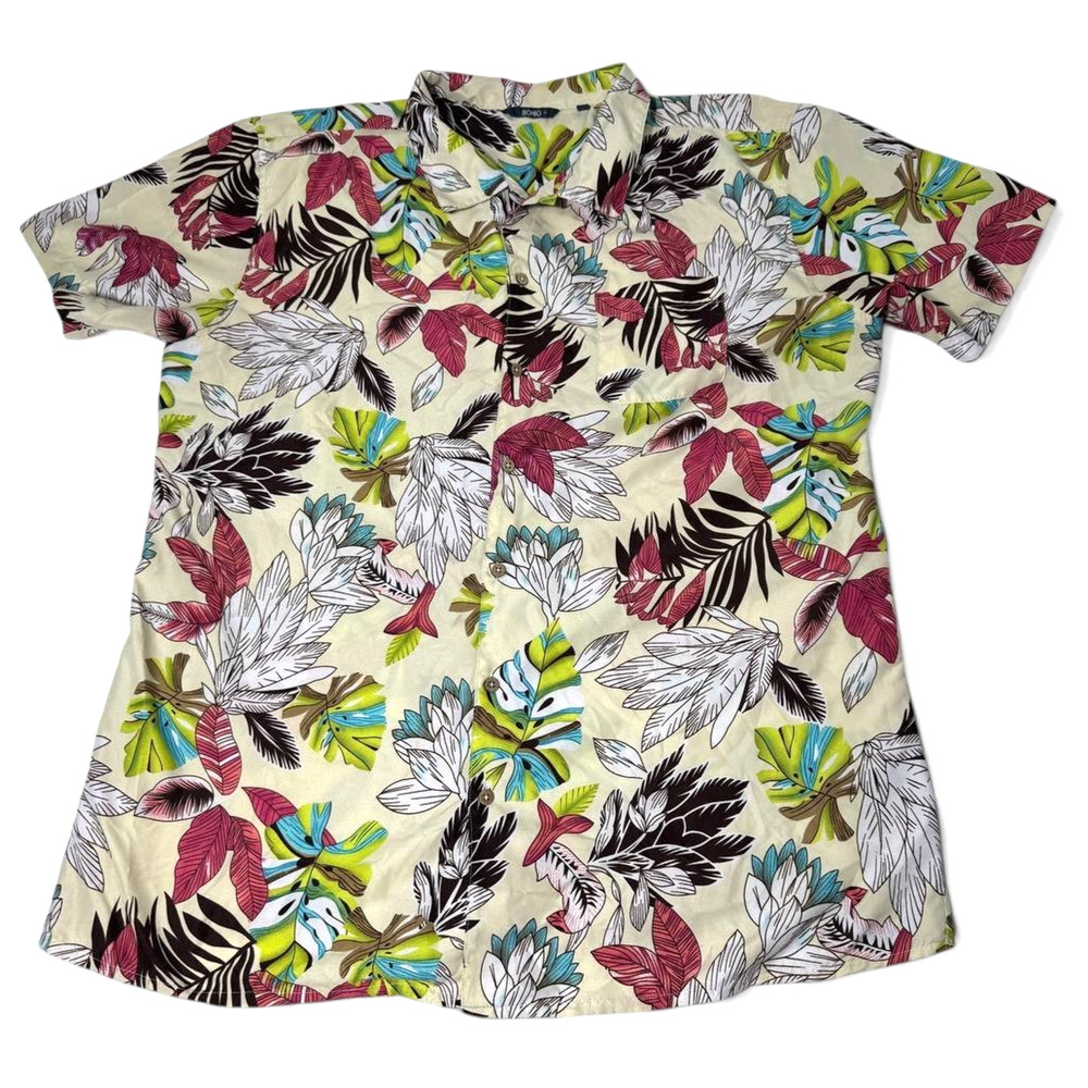 Bohio Button Up Shirt Mens XXL Tropical Floral Short Sleeve Beach Hawaiian Style